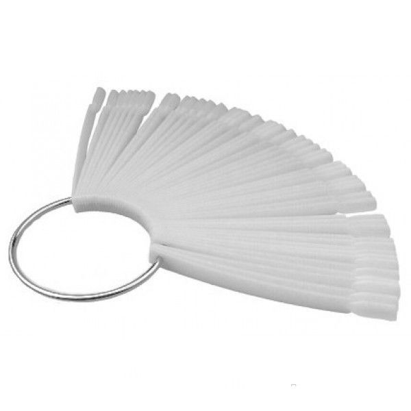 Палитра для лаков Веер молочная на кольце 50 шт. 