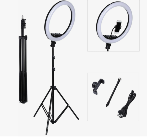 Лампа кольцевая 25 см для салонов красоты, со штативом 