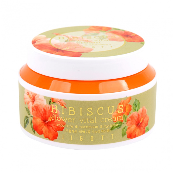 Крем для лица от морщин с экстрактом гибискуса HIBISCUS FLOWER VITAL CREAM 190гр Jigott 