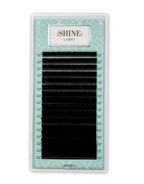Ресницы чёрные 16 лент (M 0,07 12mm) elSHINE Light отдельные длины