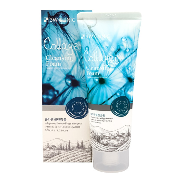 Укрепляющая пенка с коллагеном Collagen Cleansing Foam 100 мл 3W CLINIC