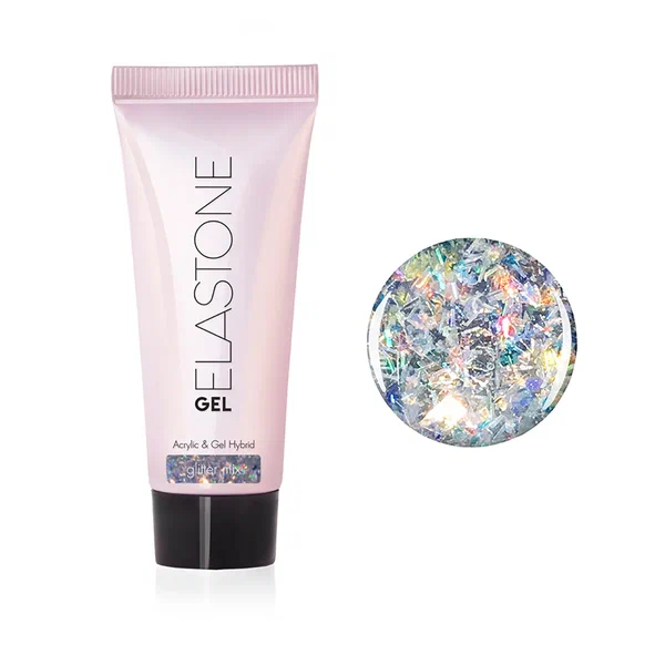 Гибрид акрила и геля №7055 для наращивания Glitter mix ELASTONE GEL 18 мл Runail 